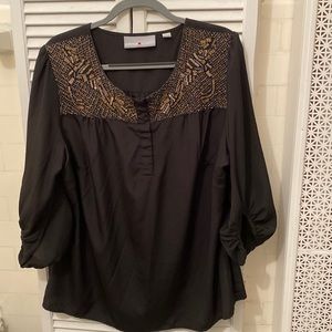 Pretty black blouse with gold beading